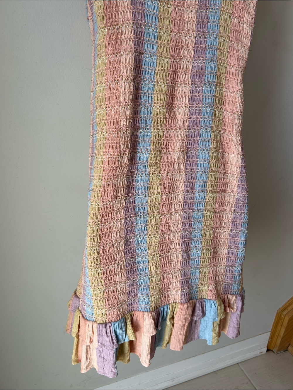 Y2K Smocked Babydoll Dress Fairycore Coquette Pastel Colours - Size Medium - Picture 8 of 15
